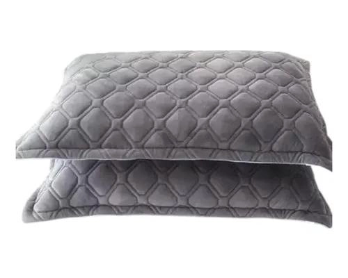 FUNDA DE ALMOHADA BORDADA COLOR GRIS 75X50 CM 2 UNIDADES - 1