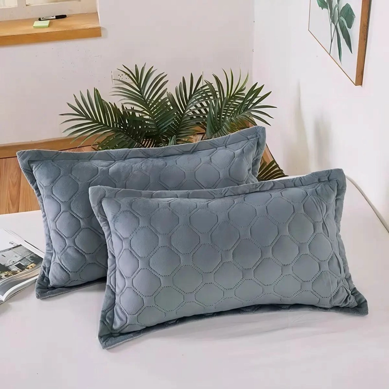 FUNDA DE ALMOHADA BORDADA COLOR GRIS 75X50 CM 2 UNIDADES - 3