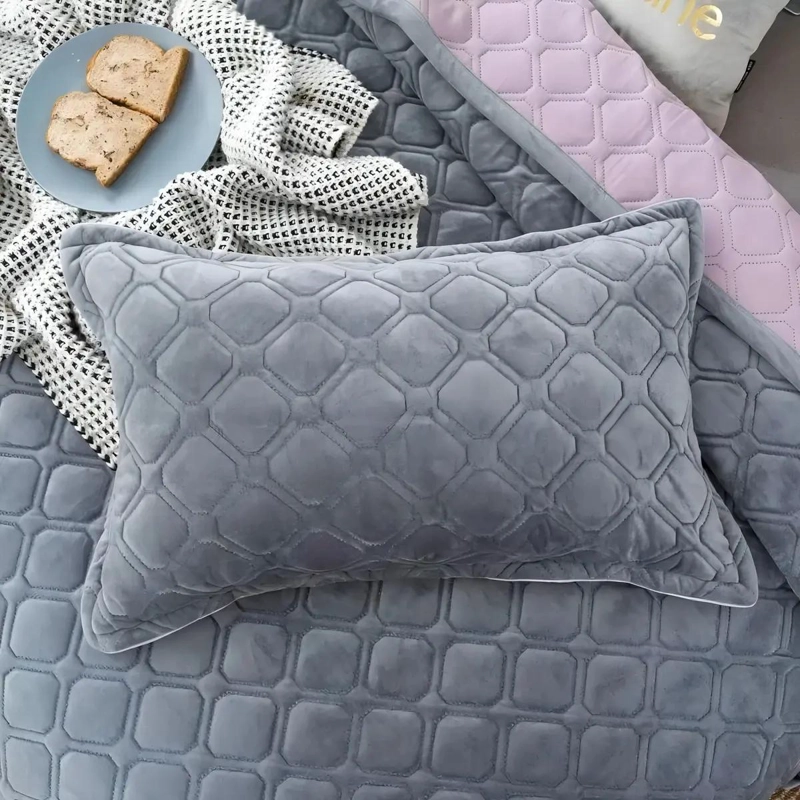 FUNDA DE ALMOHADA BORDADA COLOR GRIS 75X50 CM 2 UNIDADES - 4