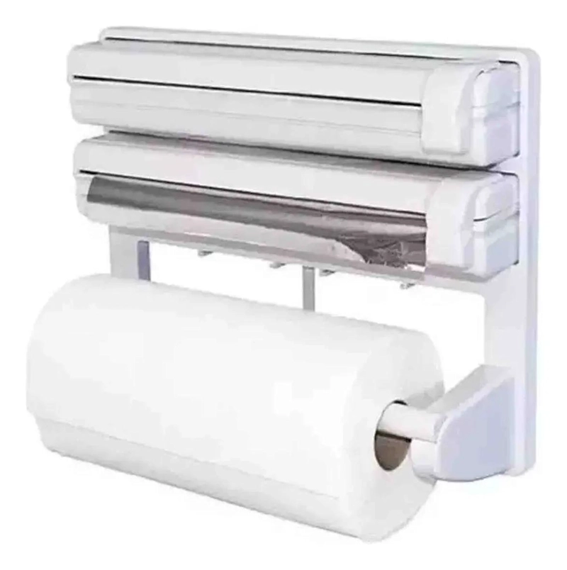DISPENSADOR TRIPLE DE PAPEL DE COCINA CON CORTE FACIL - 1