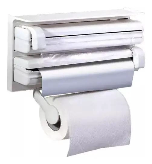 DISPENSADOR TRIPLE PARA ROLLO DE TOALLA Y FILM DE COCINA - 2