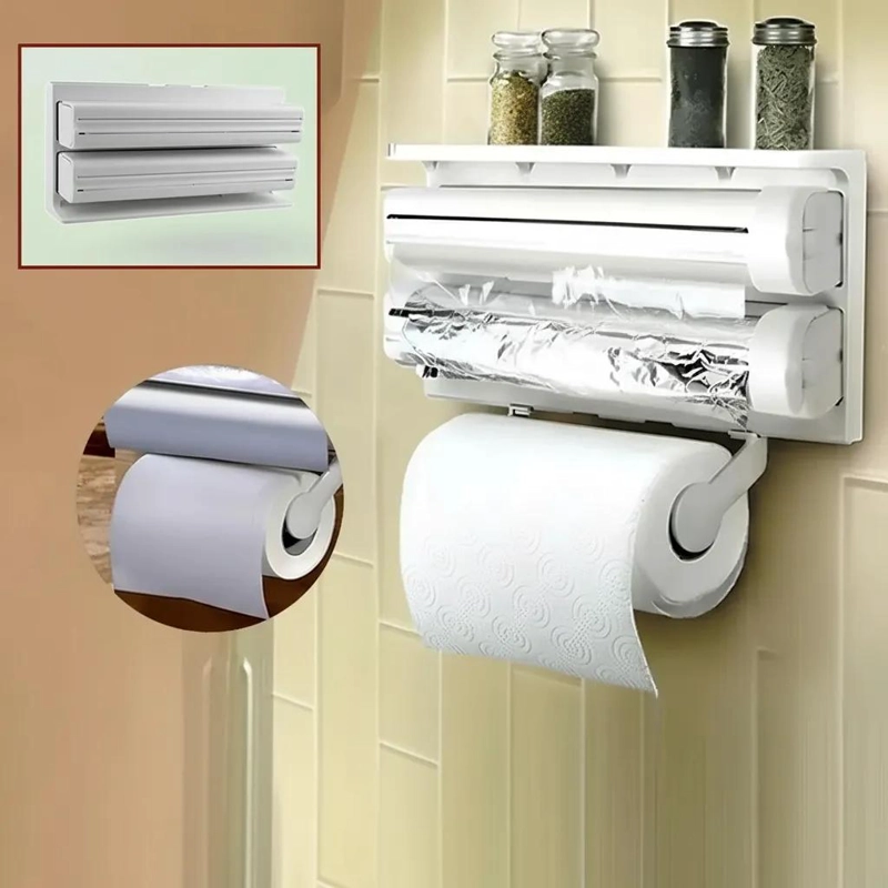 DISPENSADOR TRIPLE DE ROLLO PARA COCINA CON CORTANTE DESLIZANTE - 3