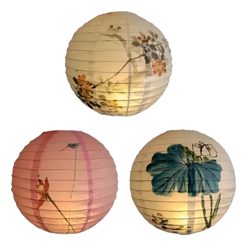 SET DE 3 FAROLILLOS DE PAPEL PARA DECORACION DE JARDIN - 1