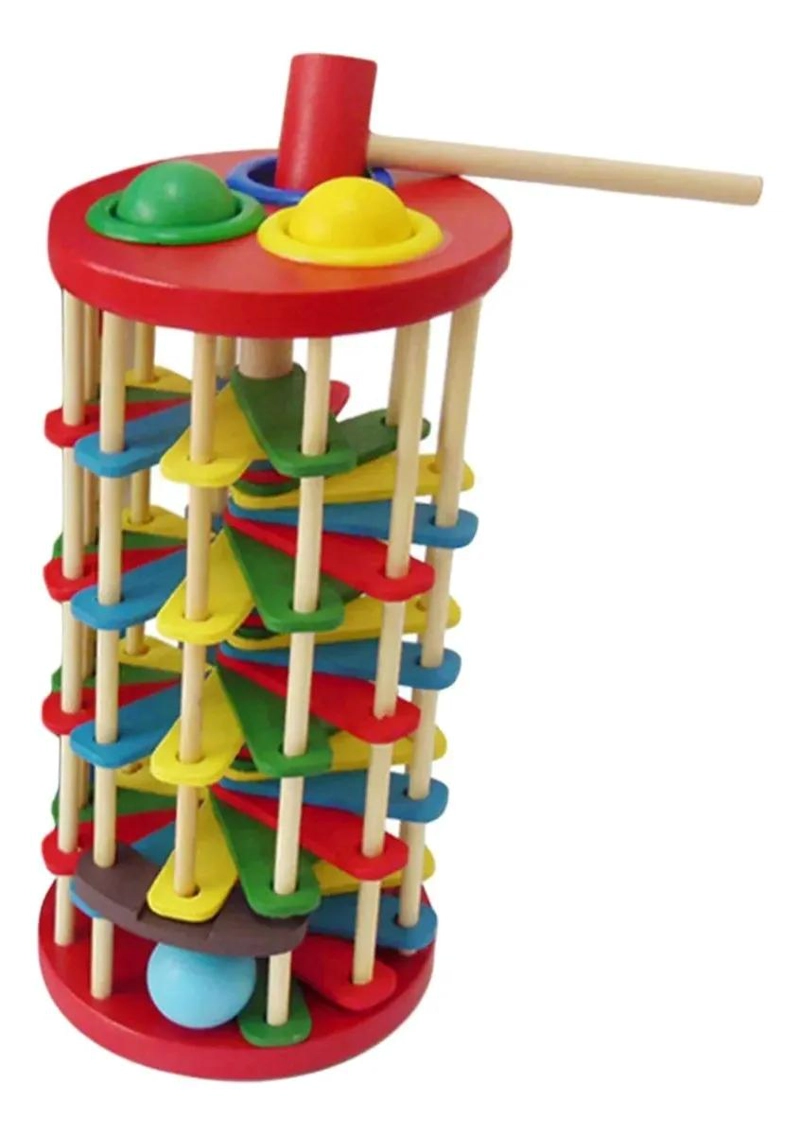 TORRE DE PISTA DE BOLAS DE MADERA PARA BEBE S Y NIÑOS - 4