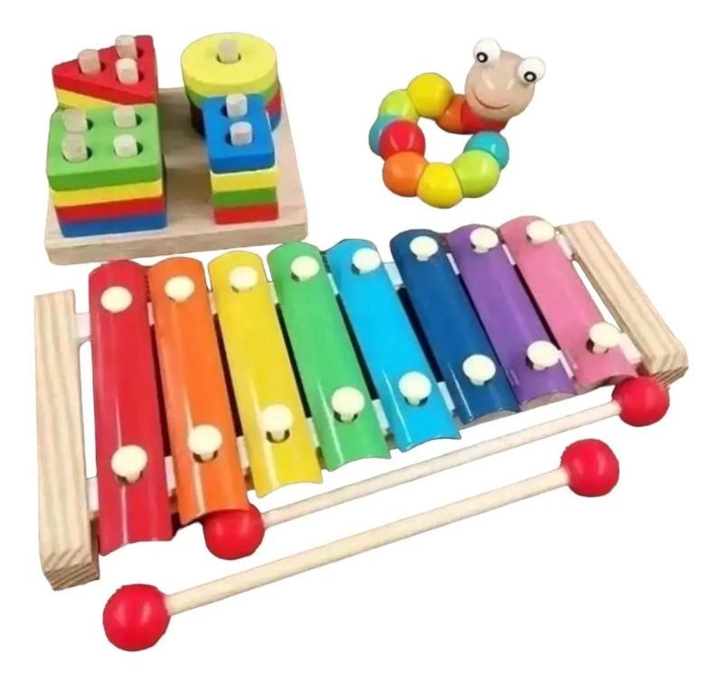 JUGUETE DIDACTICO DE MADERA PARA NIÑOS CON COLORES BRILLANTES - 1