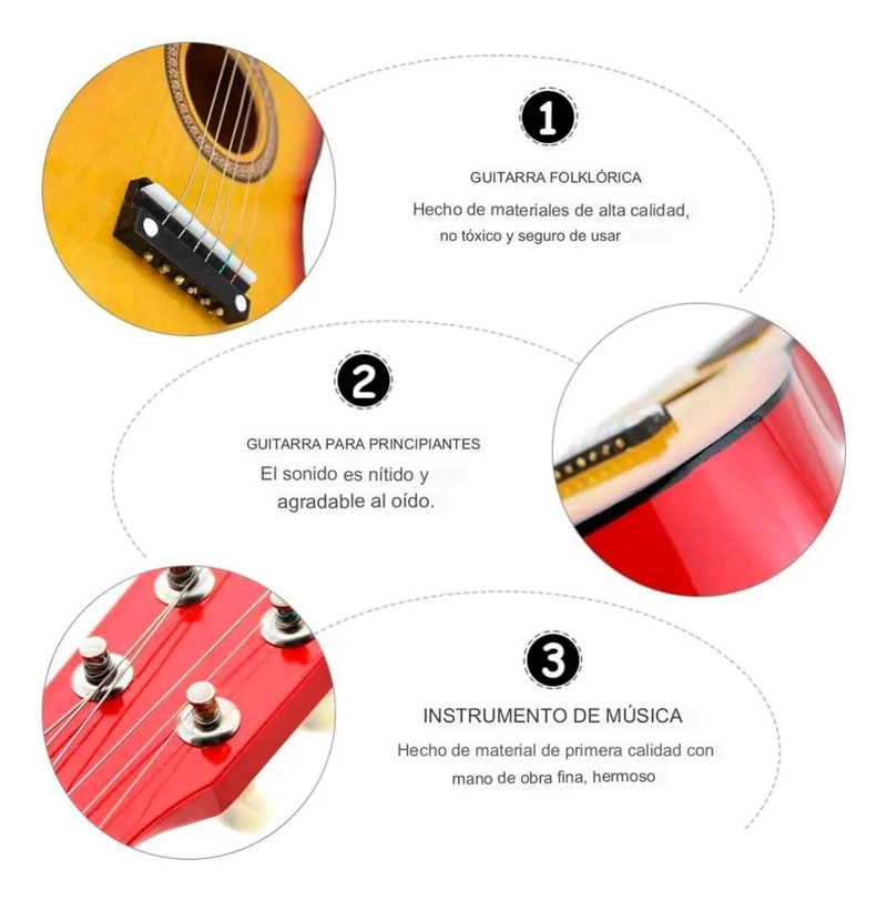 GUITARRA INFANTIL ACUSTICA 6 CUERDAS PARA NIÑOS - 4