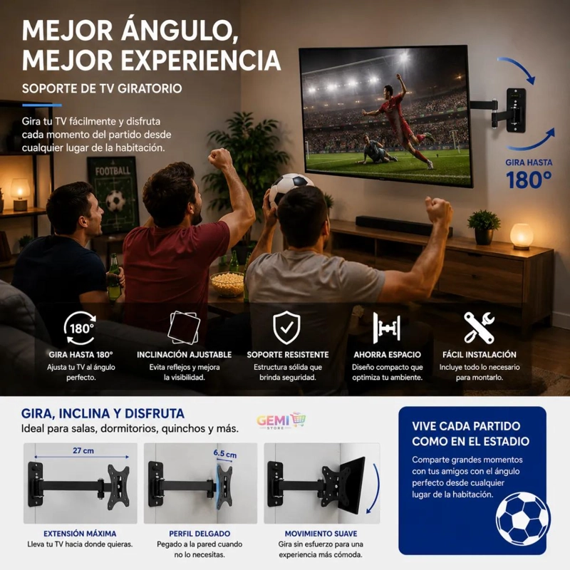 SOPORTE DE PARED ARTICULADO PARA TV DE 10 A 32 PULGADAS - 5