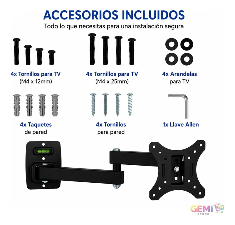 SOPORTE DE PARED ARTICULADO PARA TV DE 10 A 32 PULGADAS - 6