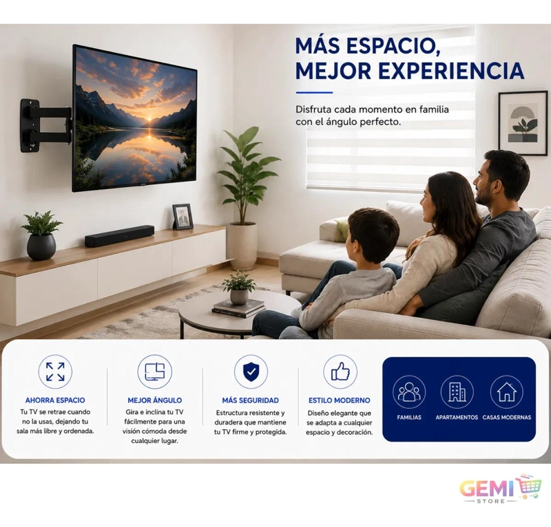 SOPORTE DE PARED ARTICULADO PARA TV DE 10 A 32 PULGADAS - 8