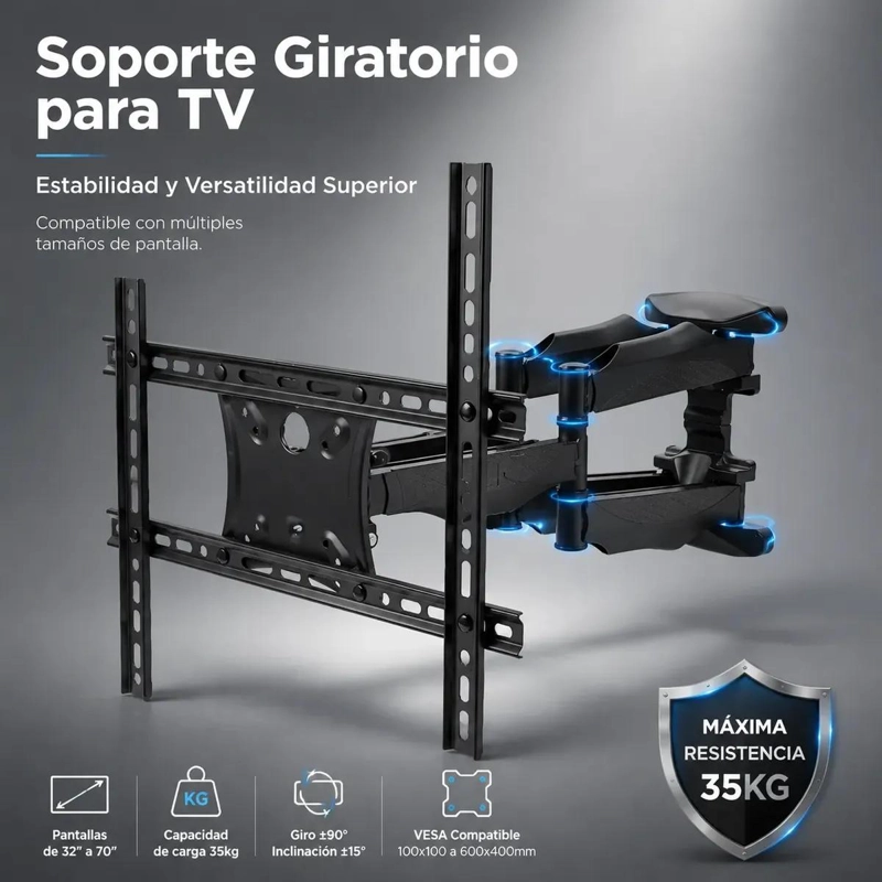 SOPORTE DE TV PARED ARTICULADO AJUSTABLE PARA PANTALLAS DE 32 A 60 PULGADAS - 3