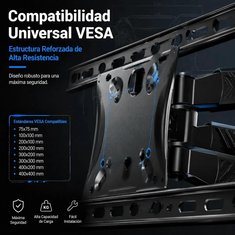 SOPORTE DE TV PARED ARTICULADO AJUSTABLE PARA PANTALLAS DE 32 A 60 PULGADAS - 5