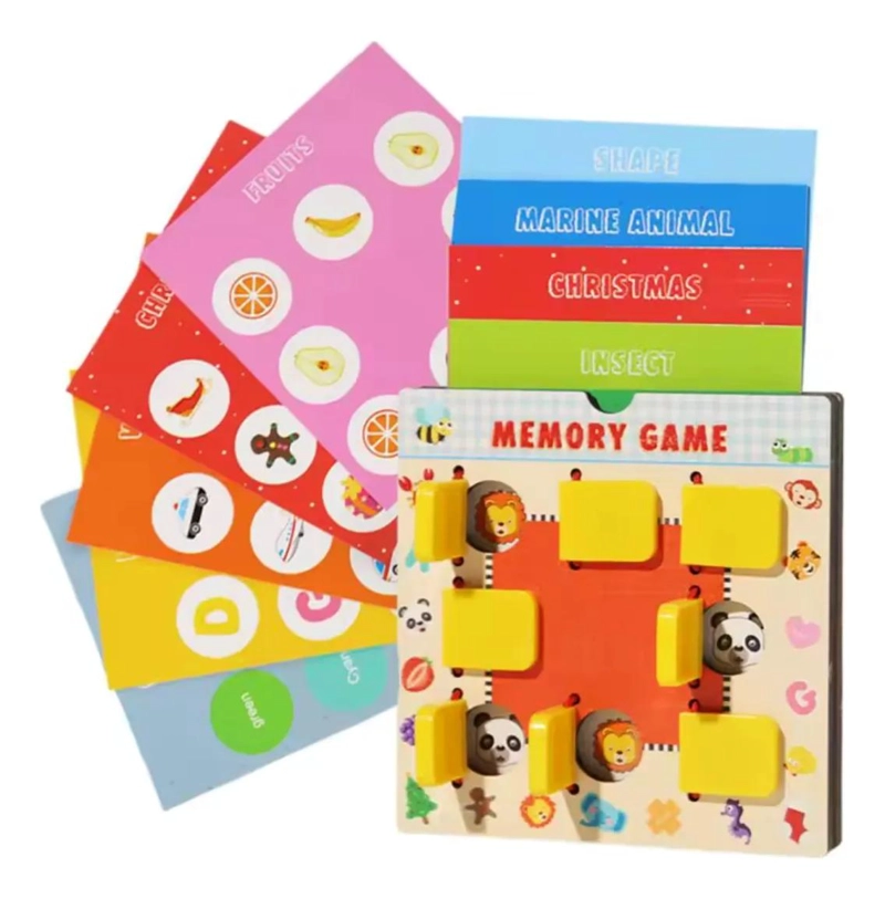 JUEGO DE MEMORIA INFANTIL DE MADERA CON TARJETAS COLORIDAS - 1