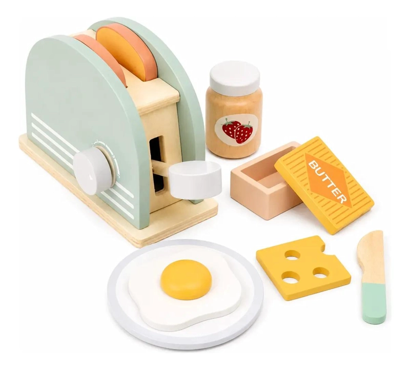 JUGUETE INFANTIL DE MADERA TOSTADORA PARA JUEGO DE COCINA - 2
