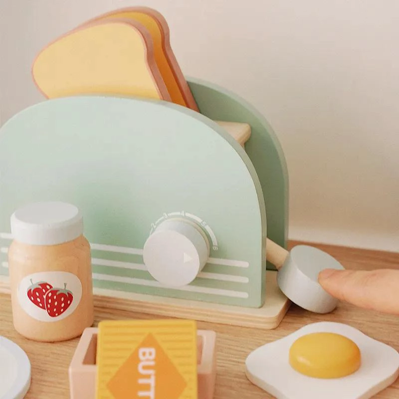 JUGUETE INFANTIL DE MADERA TOSTADORA PARA JUEGO DE COCINA - 5