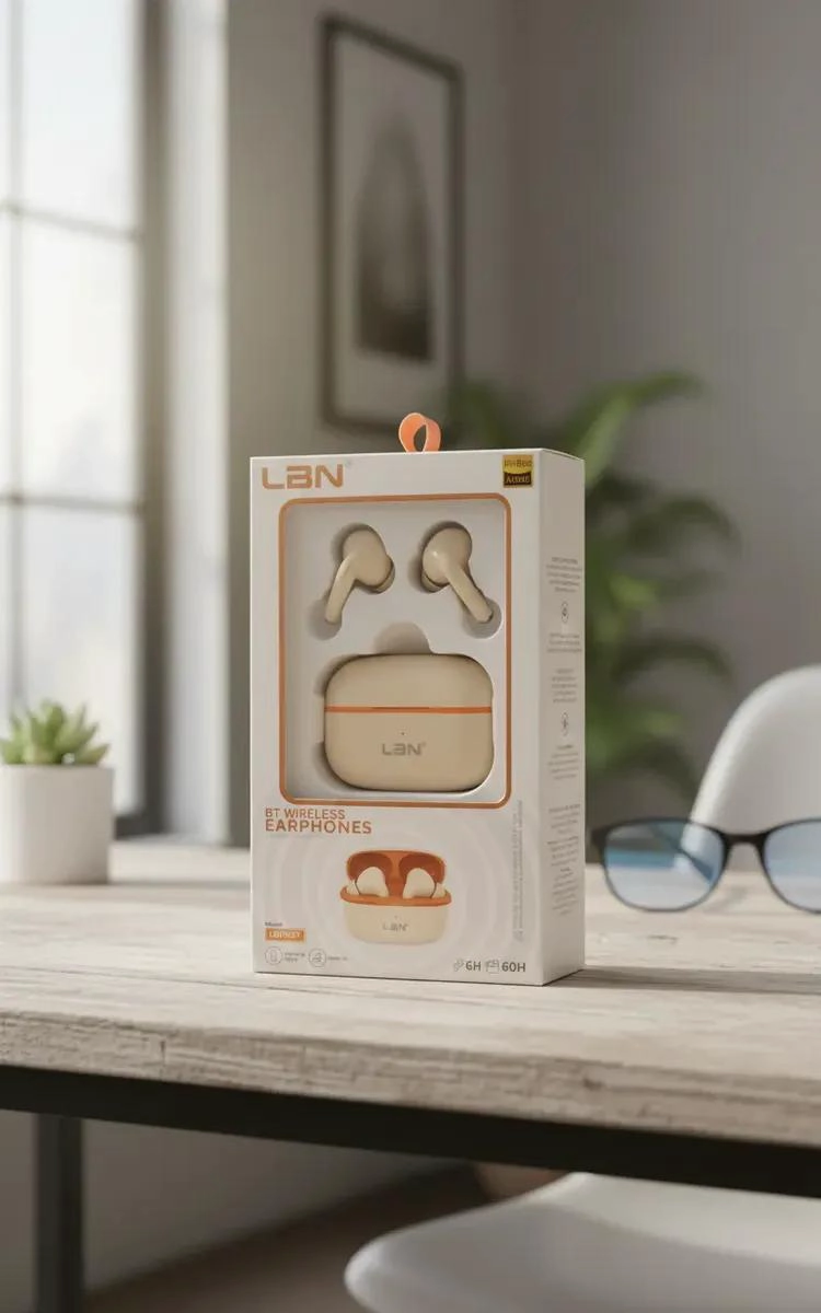 AUDIFONOS INALAMBRICOS BEIGE CON SONIDO DE ALTA CALIDAD - 1