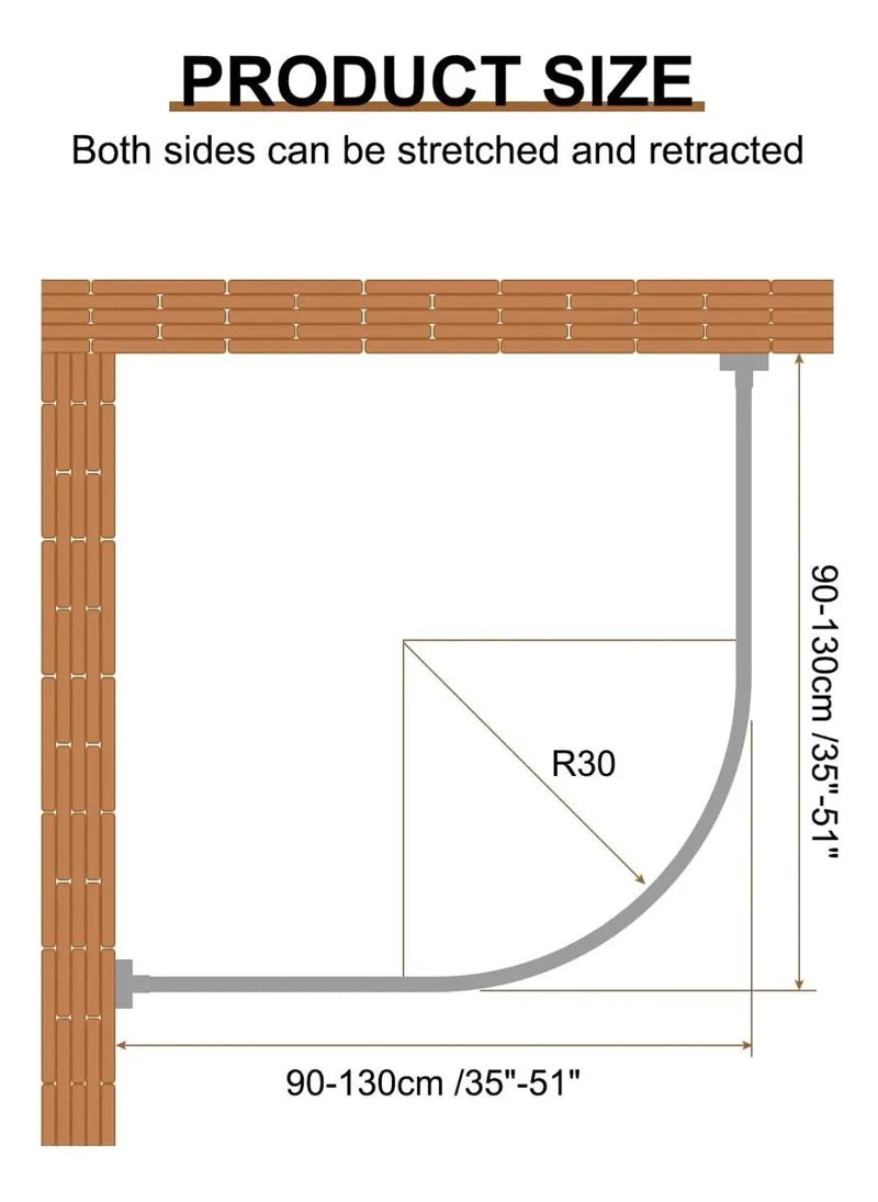 BARRA EXTENSIBLE PARA CORTINA DE DUCHA EN U 80-110 CM - 4