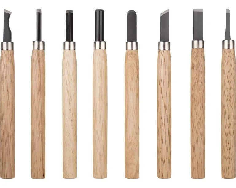 SET DE 8 GUBIAS DE ACERO PARA TALLADO EN MADERA - 1