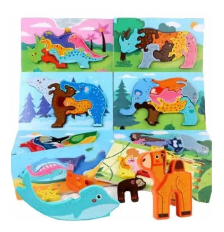 ROMPECABEZAS DE MADERA CON DINOSAURIOS PARA NIÑOS - 1