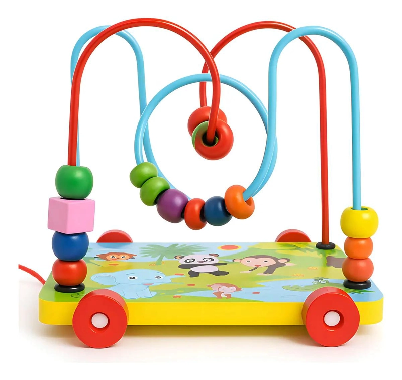 LABERINTO DE CUENTAS DE MADERA EDUCATIVO PARA NIÑOS - 1