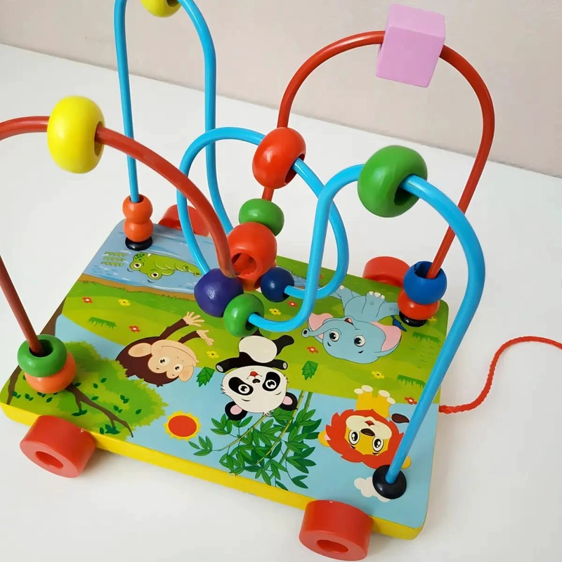 LABERINTO DE CUENTAS DE MADERA EDUCATIVO PARA NIÑOS - 2