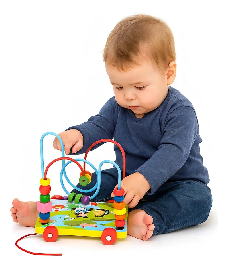 LABERINTO DE CUENTAS DE MADERA EDUCATIVO PARA NIÑOS - 4