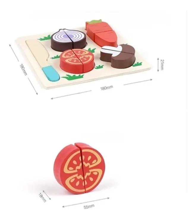 PUZZLE DIDACTICO DE MADERA PARA CORTAR FRUTAS Y VERDURAS - 8