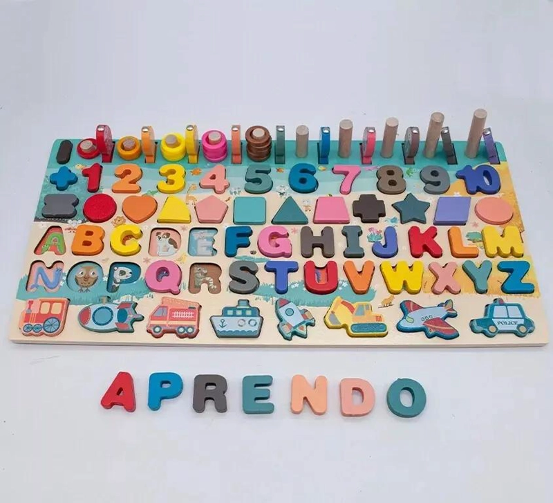 TABLERO DE APRENDIZAJE 7 EN 1 DE MADERA PARA NIÑOS - 4