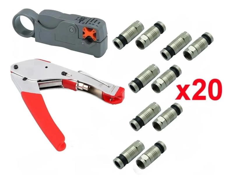 PACK CRIMPEADORA Y PELACABLE CON CONECTORES RG6 - 1