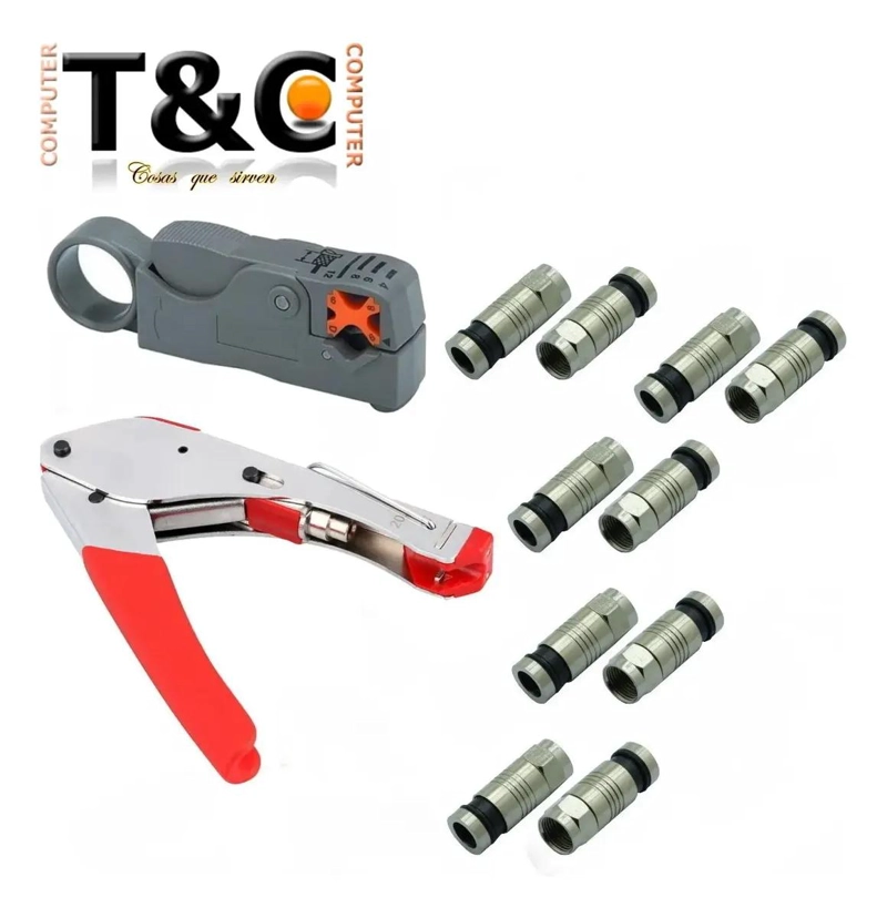 PACK CRIMPEADORA Y PELACABLE CON CONECTORES RG6 - 2