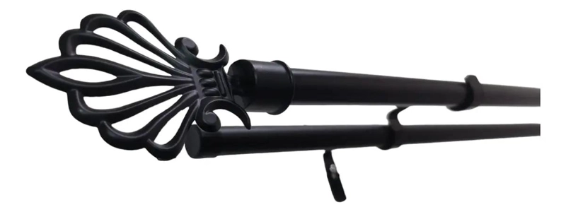 BARRA DE CORTINA DOBLE AJUSTABLE NEGRA PARA VENTANAS DE 120 A 210 CM - 2
