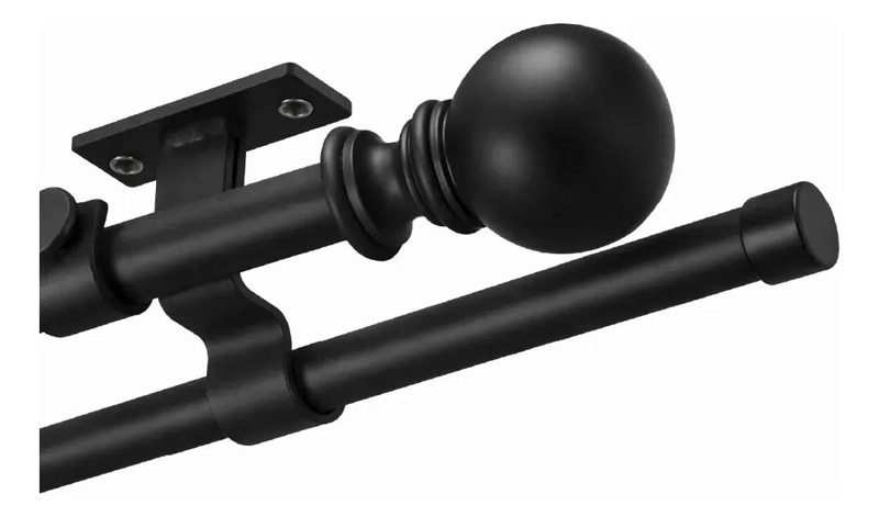 BARRA CORTINA DOBLE EXTENSIBLE DE METAL CON SOPORTES DE TECHO - 1