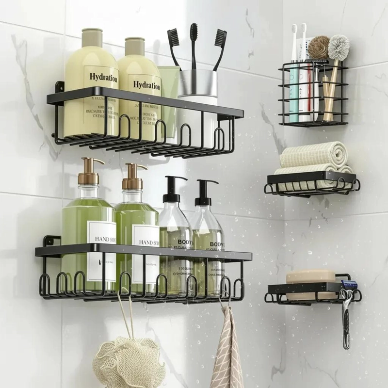 CESTAS ADHESIVAS DE HIERRO PARA DUCHA PACK DE 5 UNIDADES - 1