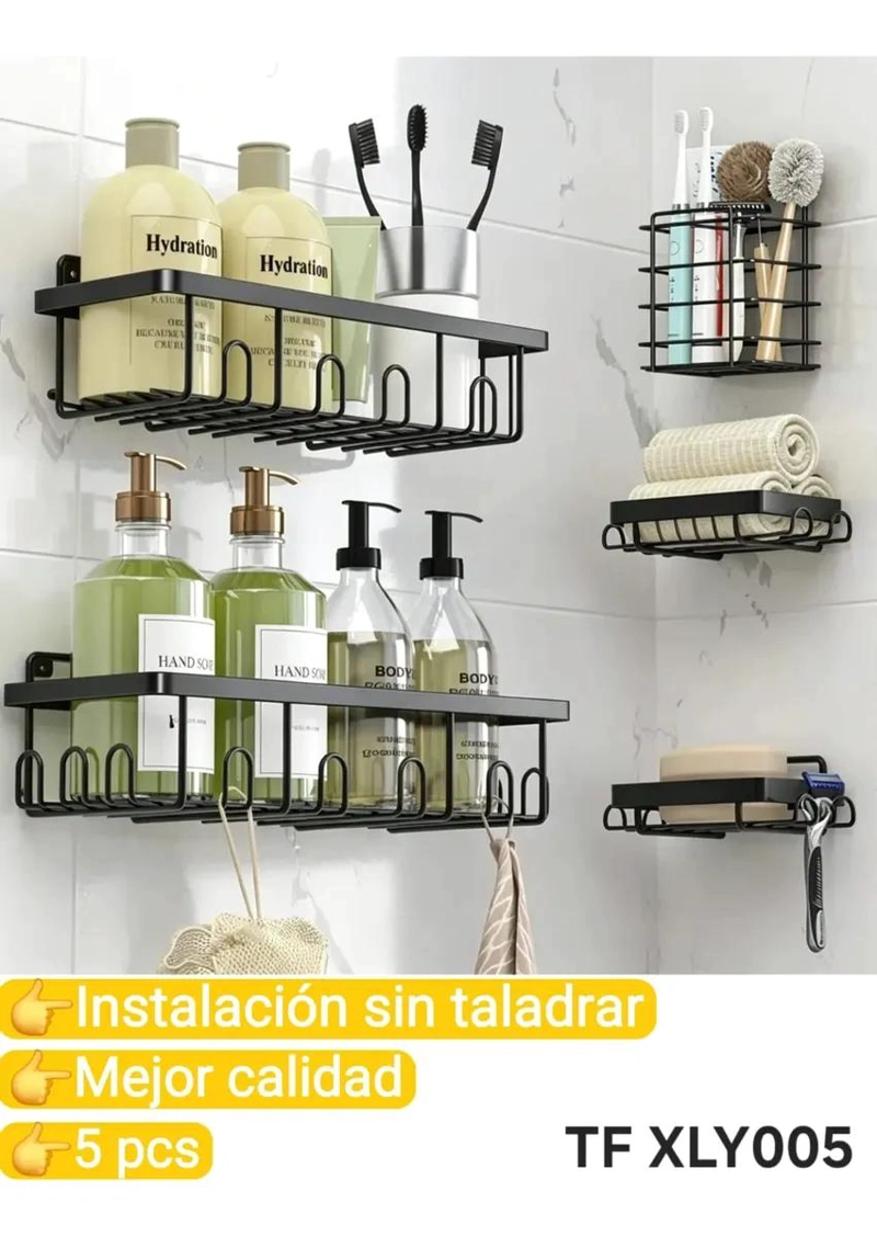 CESTAS ADHESIVAS DE HIERRO PARA DUCHA PACK DE 5 UNIDADES - 3