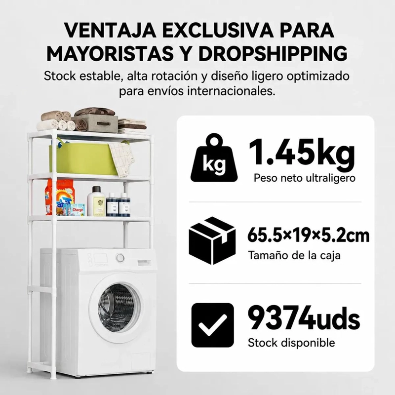 ESTANTE ORGANIZADOR BLANCO DE 3 NIVELES PARA BAÑO Y LAVADORA - 2