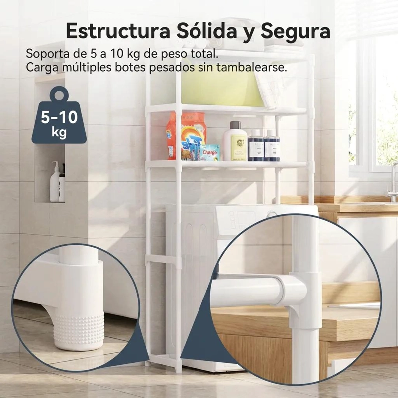 ESTANTE ORGANIZADOR BLANCO DE 3 NIVELES PARA BAÑO Y LAVADORA - 5