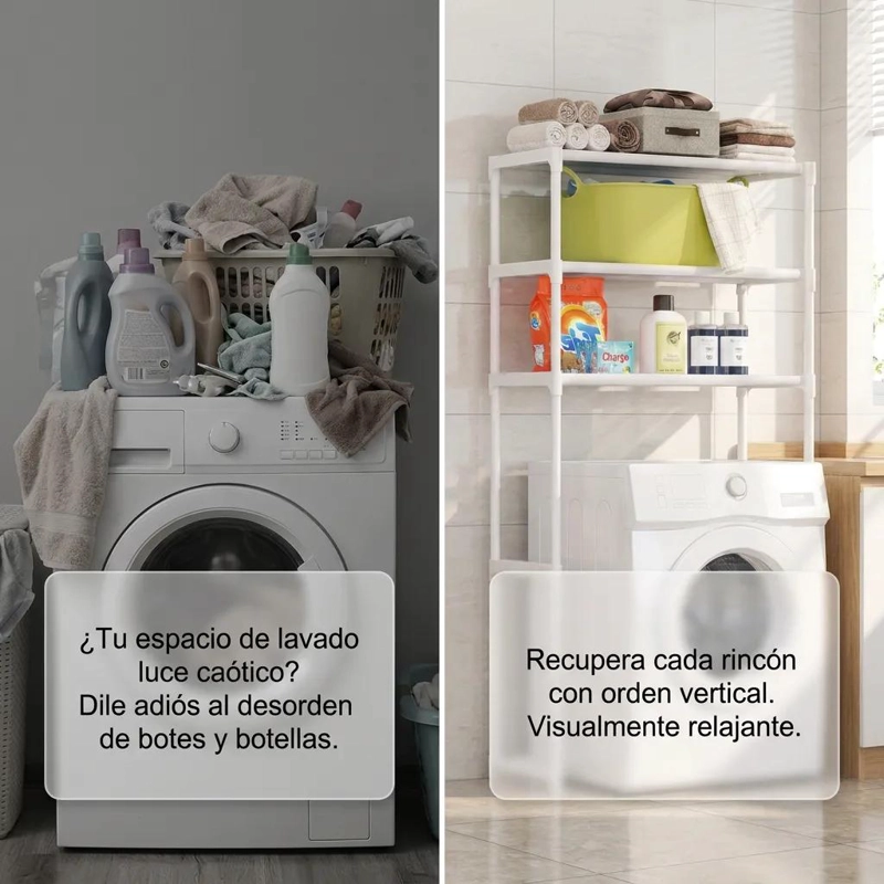 ESTANTE ORGANIZADOR BLANCO DE 3 NIVELES PARA BAÑO Y LAVADORA - 8