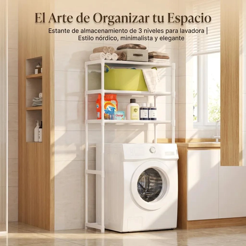 ESTANTE ORGANIZADOR BLANCO DE 3 NIVELES PARA BAÑO Y LAVADORA - 9