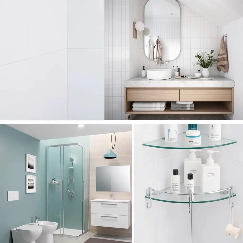 REPISAS ESQUINERAS DE VIDRIO PARA BAÑO CON 4 NIVELES - 2