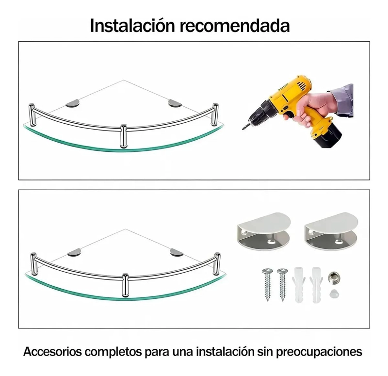 REPISAS ESQUINERAS DE VIDRIO PARA BAÑO CON 4 NIVELES - 3