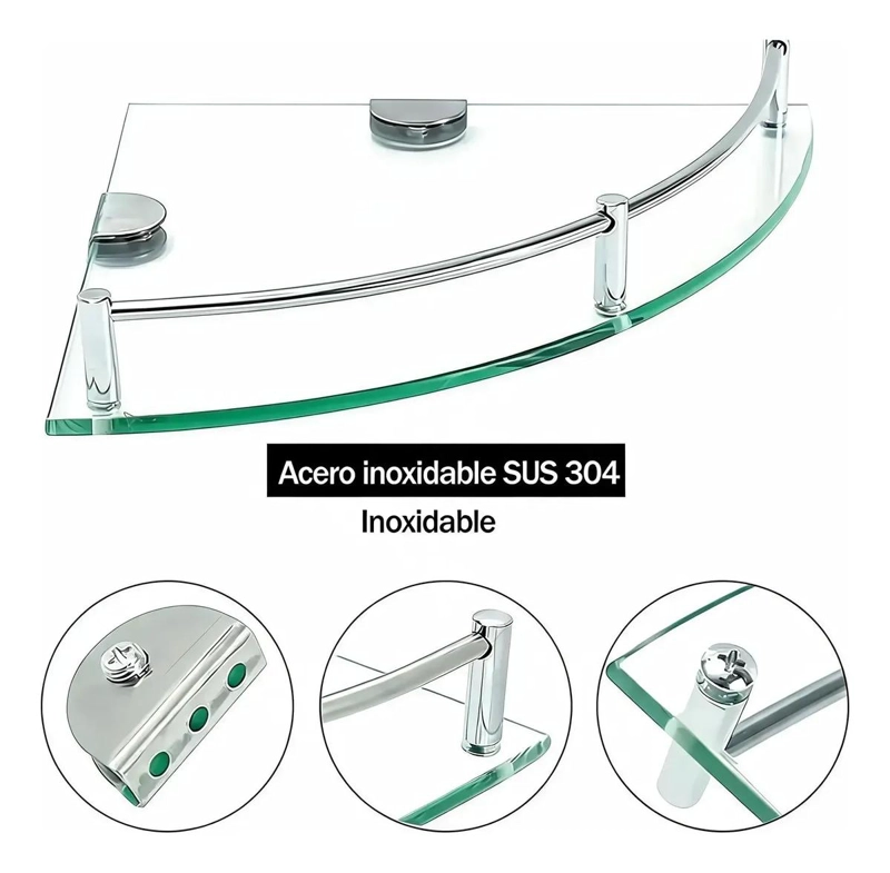REPISAS ESQUINERAS DE VIDRIO PARA BAÑO CON 4 NIVELES - 4