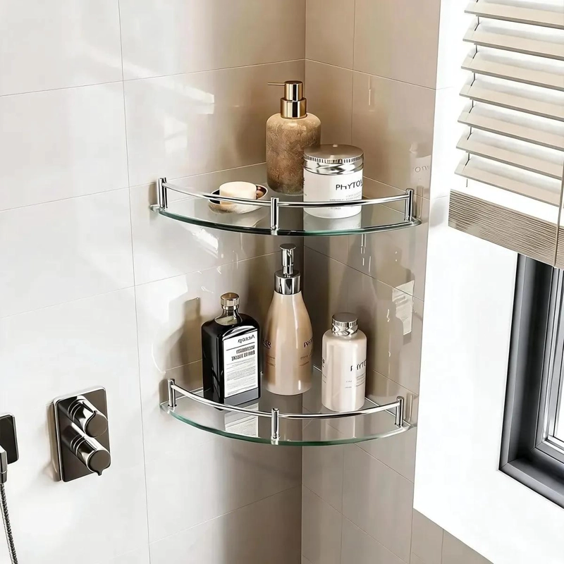 REPISAS ESQUINERAS DE VIDRIO PARA BAÑO CON 4 NIVELES - 7