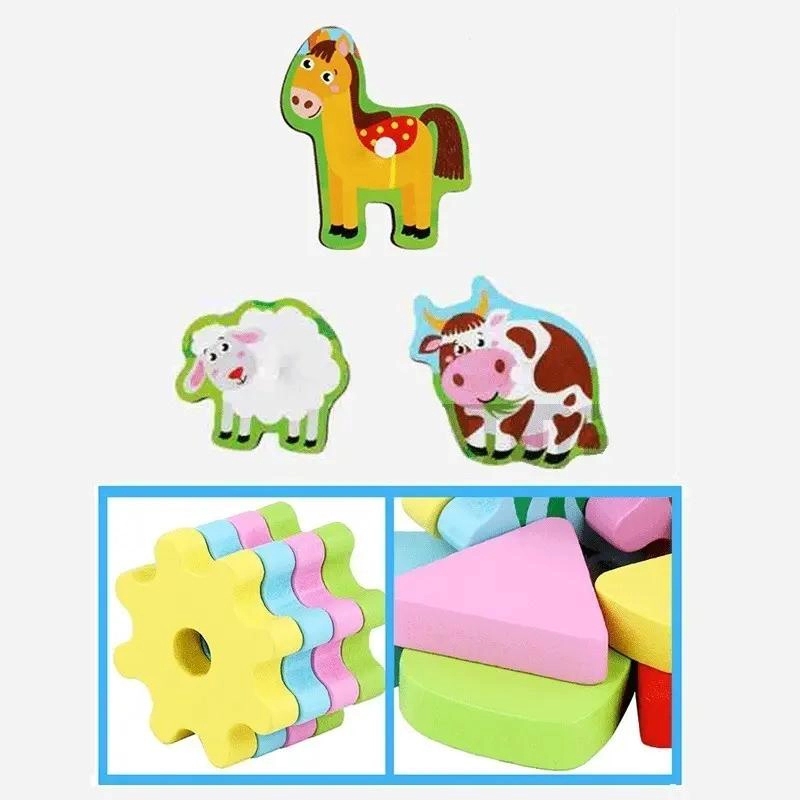 JUGUETE DIDACTICO DE MADERA PARA BEBE S CON ENCAJE GRANJA - 2