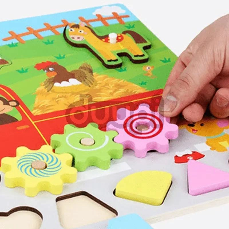 JUGUETE DIDACTICO DE MADERA PARA BEBE S CON ENCAJE GRANJA - 5