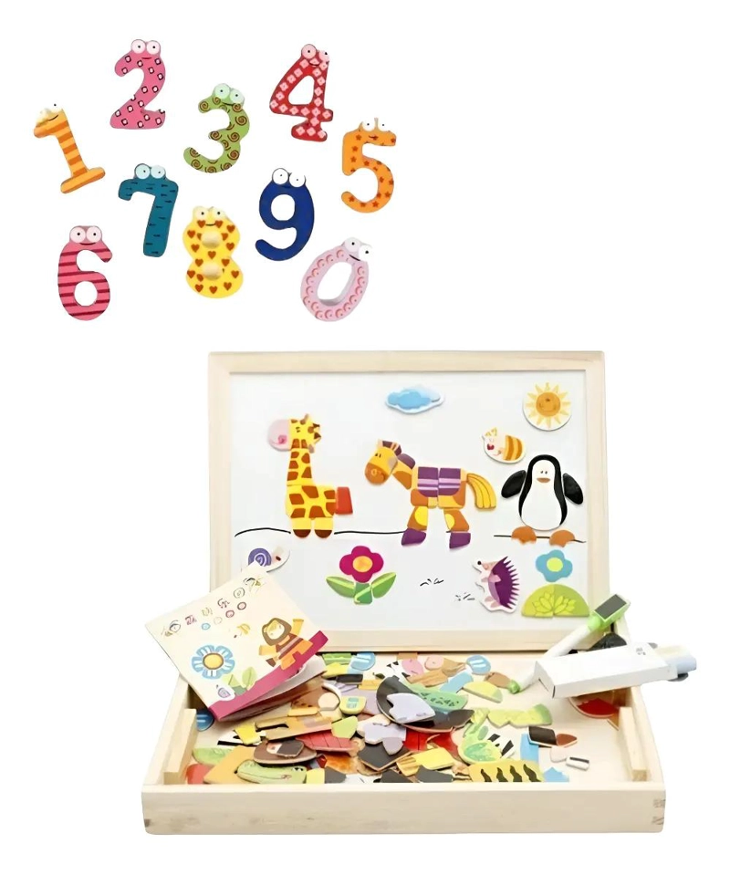NUMEROS MAGNE TICOS Y PIZARRA DOBLE DIDACTICA DE MADERA - 1