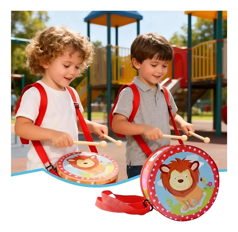 SET DE PERCUSION INFANTIL LEON CIRCO CON TAMBOR Y PANDERO - 7