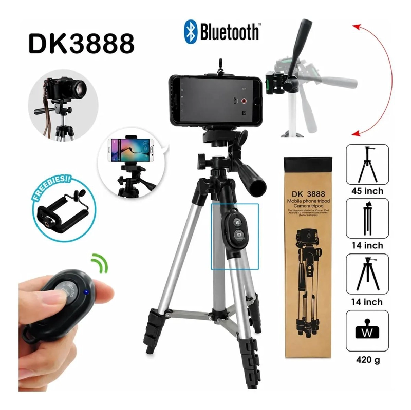 TRIPODE AJUSTABLE PARA CELULAR Y CAMARA DE 96 CM - 3