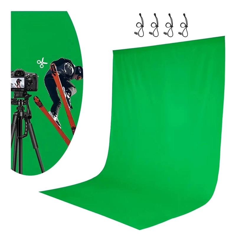TELON VERDE CHROMA DE TELA MUSELINA 2X3 METROS PARA FOTOGRAFIA - 1
