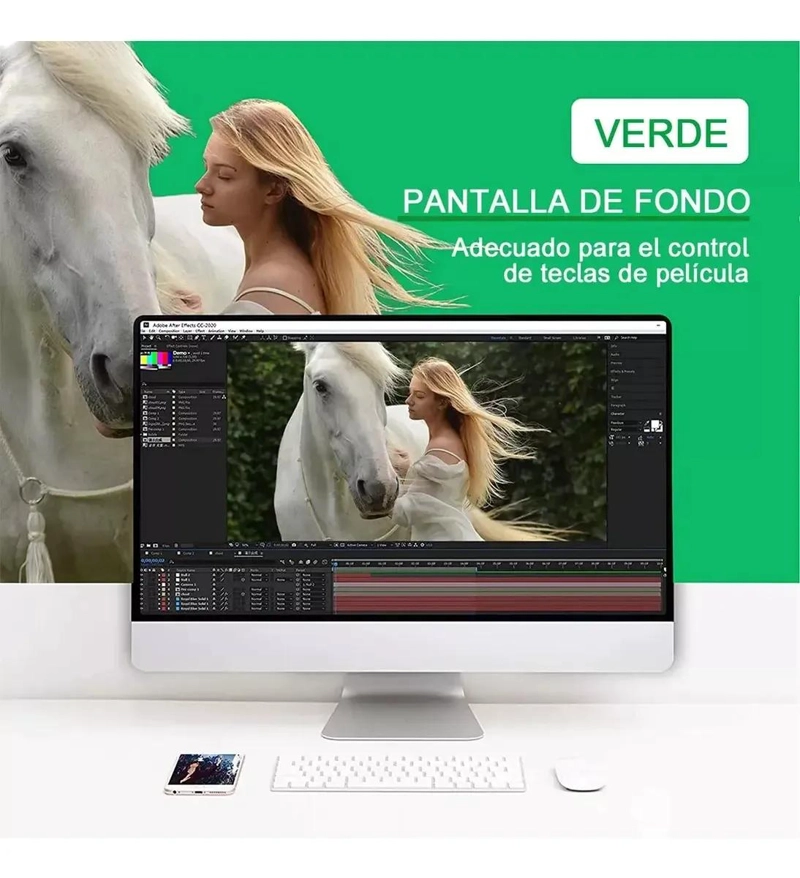 TELON VERDE CHROMA DE TELA MUSELINA 2X3 METROS PARA FOTOGRAFIA - 7