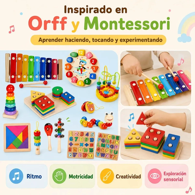 SET DE 13 JUGUETES DIDACTICOS DE MADERA PARA BEBE S - 5