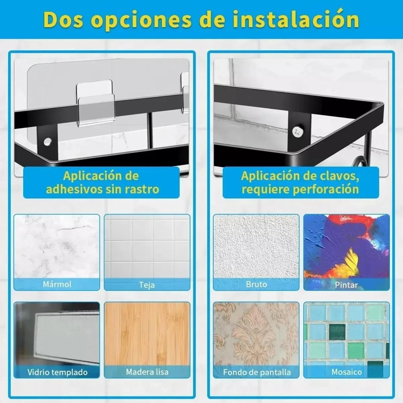 SET DE 5 ESTANTES ORGANIZADORES PARA BAÑO Y COCINA CON ADHESIVOS - 4